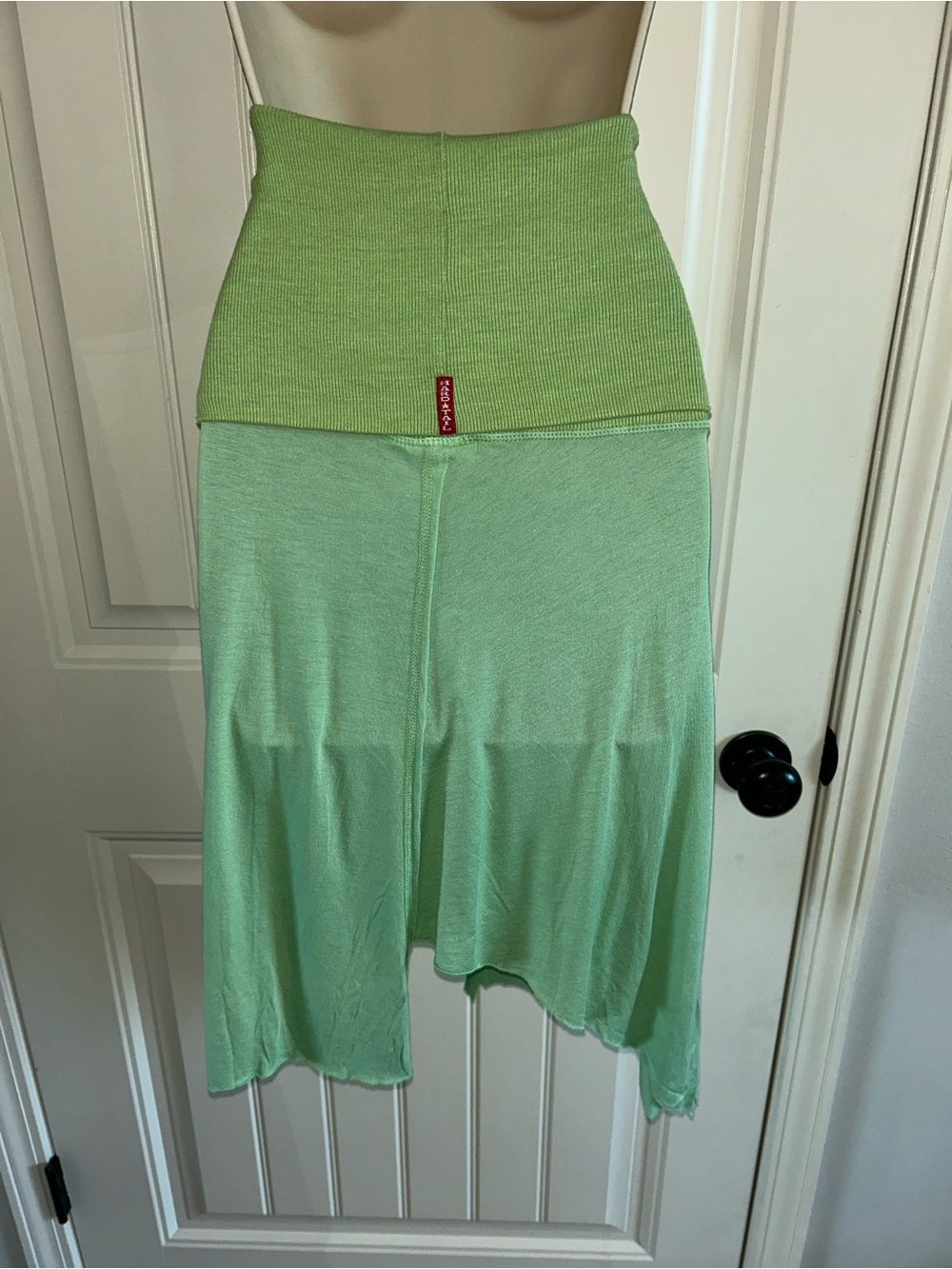 NEW Hard Tail Two-Tone Green Foldover High-Low Skirt Sz L - Picture 3 of 5